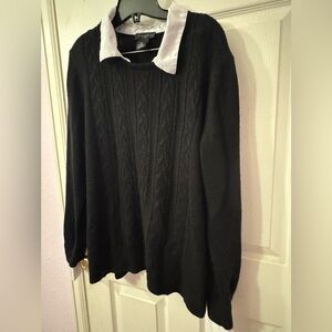 2x Investments Black Sweater with White Collar